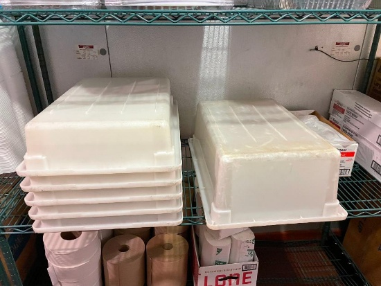 Lot of 6 Cambro 18in x 26in x 6in, 9.75 Gallon Food Containers w/ Lids