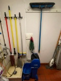 Janitorial Supplies, 2 Mop Buckets, Brooms and Mops