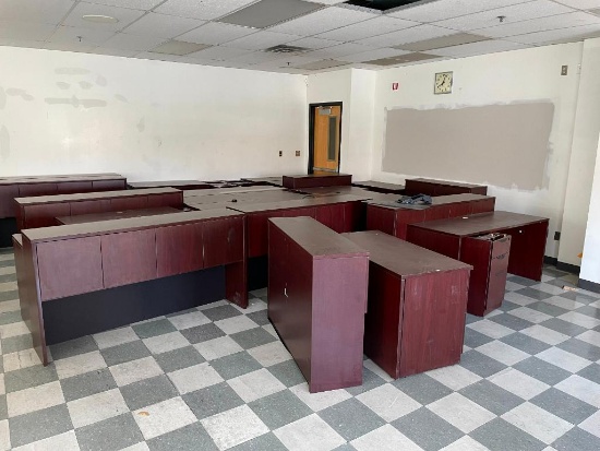 Room Full of Matching Desks, Shelves and Credenzas, One Bid for All