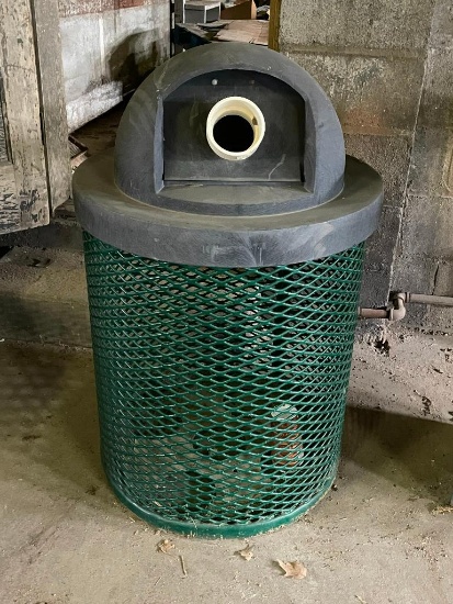 HD Metal Web/Mesh Park Trash Receptacle Container w/ Dome Lid (No Can)