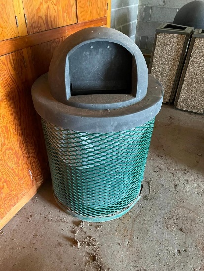 HD Metal Web/Mesh Park Trash Receptacle Container w/ Dome Lid (With Can)