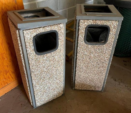 Lot of 2 Commercial Trash Receptacles, Top or Side Entry