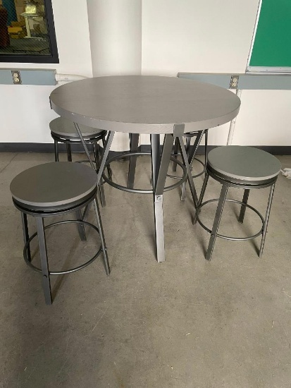 Round High Top Table w/ 4 Matching Chairs Designed by Steve Silver Co.