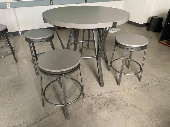 Round High Top Table w/ 4 Matching Chairs Designed by Steve Silver Co.