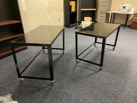 Two Metal Mobile Tables, Kind of Flimsy, Needs to Be Tightened Up