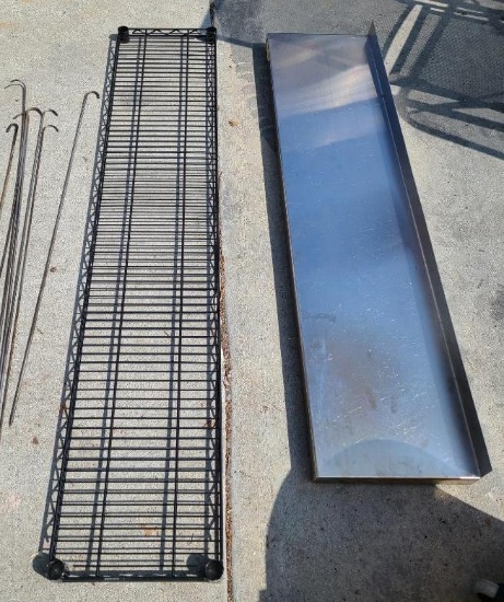 Lot of 2 Wall Mount Shelves, NSF, Misc. Tandoori Skewers