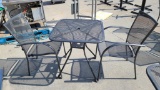 Metal Outdoor Patio Table w/ 2 Chairs (Table 28in Square)