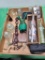 Box of Collectibles, Small Bottles, Glass Bottles, Binoculars