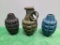 Lot of 3 Grenades, Decommissioned or Decorative