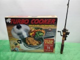 Turbo Cooker and Open Face Fishing Reel and Rod