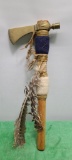 Brass Tomahawk w/ Wood Handle and Feathers