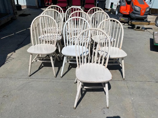 10 Windsor Style Wood Chairs
