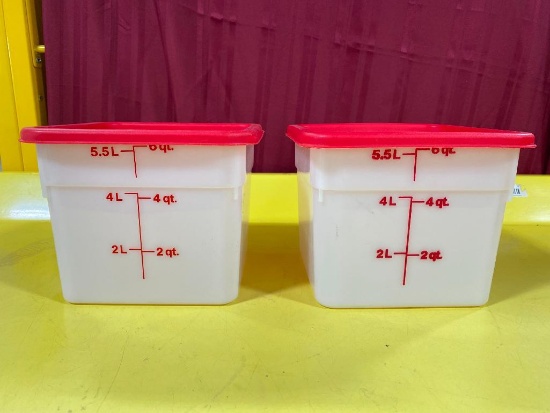 Lot of 2 Cambro 6 Quart Food Containers w/ Lids