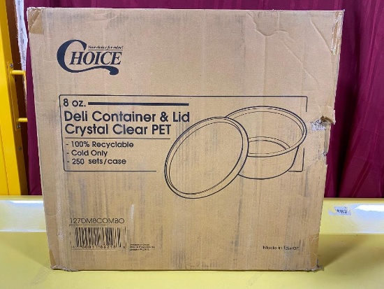 Sealed Case: Choice 8oz Deli Container & Lid, 250 Sets, Crystal Clear PET