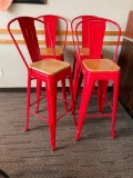 Lot of 4 WACO Mfg Metal Bar Stools / Pub Chairs w/ Wooden Seat, Sold 4x$