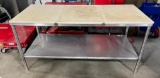 Butcher Table, 3 Full Size Cutting Areas, 72in x 30in x 34in H