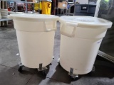 Lot of 2 Mobile Ingredient Bin Cans on Dollys w/ Lids