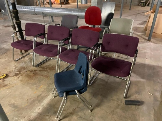 9 Chairs, 4 Matching, Sold All for One Bid