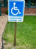 Two Handicapped Parking Signs (1 Sign Post in Concrete Not Included)