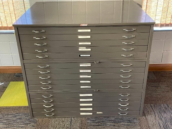 3-Unit Metal Flat File Cabinet - 54in x 42in x 47in H