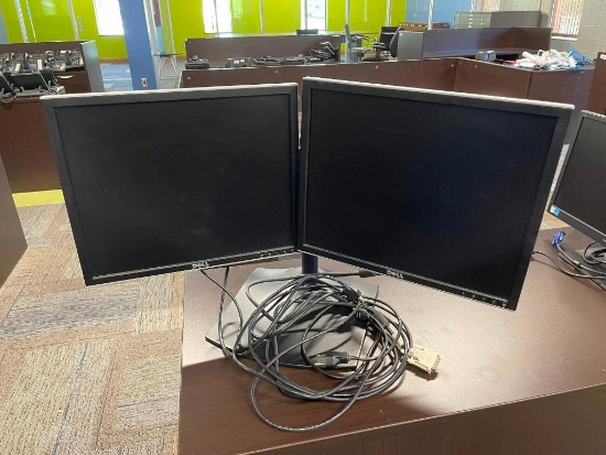 Dual Monitors and Dual Monitor Stand and Cables and Cords