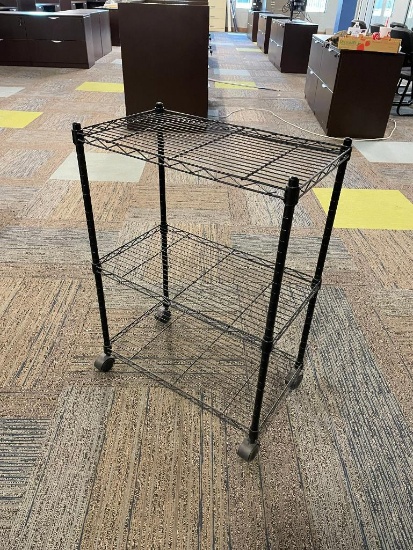 Small Metal Mobile Shelving Unit, 22in H, 23in W, 13in D
