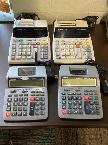 Lot of 4 Casio and Sharp Adding Machines