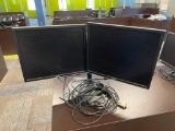 Dual Monitors and Dual Monitor Stand and Cables and Cords