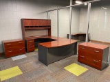 Executives Office Set, 2 File Cabinets, Executives Desk w/ Upright Storage Shelving Unit
