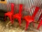 Lot of 3 Metal Red Restaurant Chairs - Sold 3x$