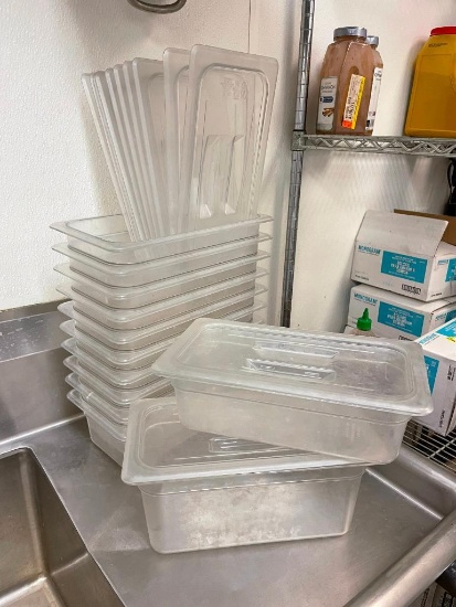 Lot of 11 - 1/3 Size Cambro Food Pans - 4in Deep w/ Lids, Sold 11x$