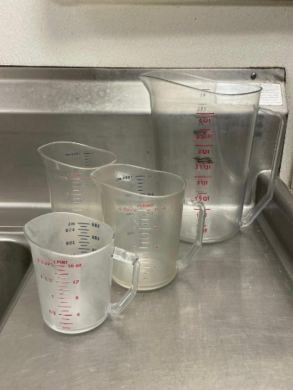 Four Liquid Measuring Pitchers, 4qt, (2) 1 qt, 1pt