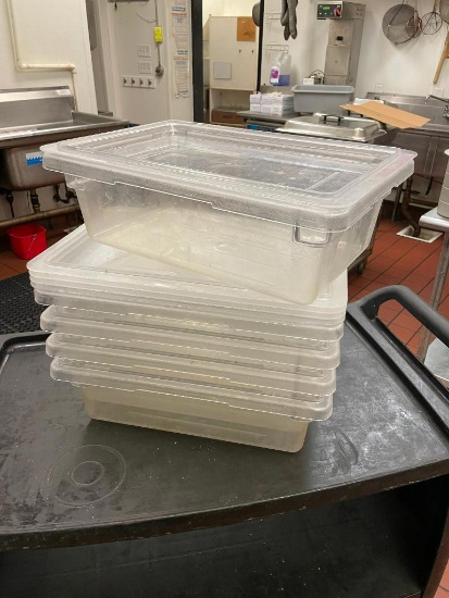 Lot of 5, Cambro 12in x 18in x 6in Food Containers w/ Lids, 3 Gal. - Sold 5x$