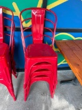 Lot of 4 Metal Red Bar Stools / Pub Chairs - 30in H w/ Back Rests - Sold 4x$