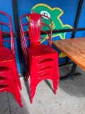 Lot of 4 Metal Red Bar Stools / Pub Chairs - 30in H w/ Back Rests - Sold 4x$