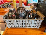 Silverware Caddy w/ Lots of Forks, Dinner Knives, Spoons