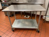 Mobile Stainless Steel Prep Table w/ Lower Shelf, 48in x 30in x 36in H