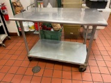 Mobile Stainless Steel Prep Table w/ Lower Shelf, 48in x 30in x 36in H