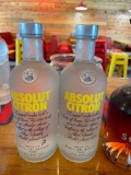 Two Sealed Bottles Absolute Citron Vodka
