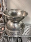 Lot of 24 - Stainless Steel Mixing Bowls, 9in x 3in