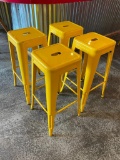 Lot of 4 Metal Yellow Bar Stools / Pub Chairs - 30in H - Sold 4x$