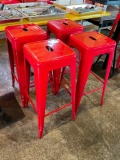 Lot of 4 Metal Red Bar Stools / Pub Chairs - 30in H - Sold 4x$