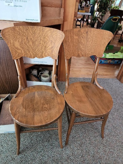 Lot of 2 Antique Wood Chairs