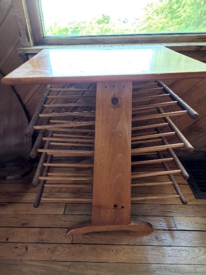 Vintage Wood Magazine Rack and Table