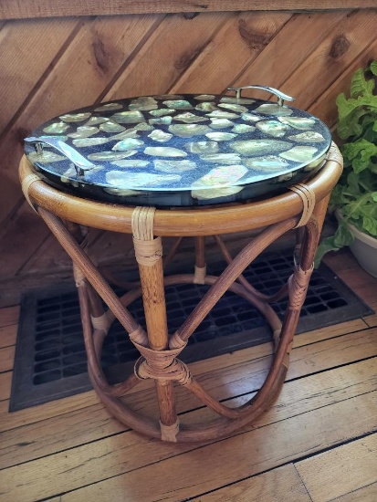 Side Table w/ Mother of Pearl Removable Tray