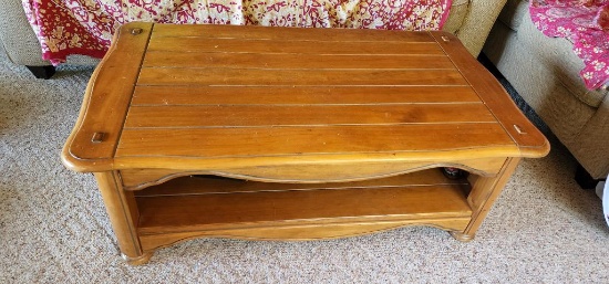 Vintage Wood Coffee Table / Cabinet w/ Hidden Compartment