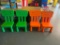 (4) Molded Plastic Kids Stack Chairs - Green & Orange