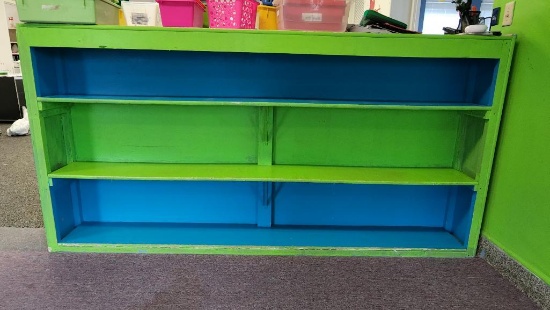 8 Ft Wooden Bookcase Painted in Green 96" x 12" x 48"