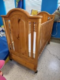 Wooden Crib w/ Under-Bed Storage on Wheels