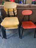 Lot of 5 Stack Chairs - Yellow & Red